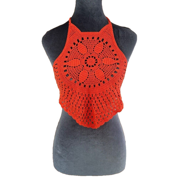 Love Tree Tops - Love Tree Crochet Top Boho 70's Retro Hippie Size Small